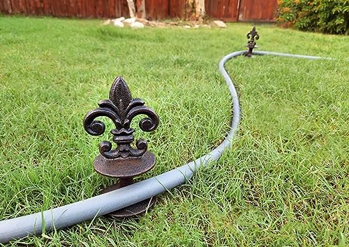 Lulu Decor, Antique Black Cast Iron Garden Fleur de lis Hose Guides, Set of 3. Strong and Decorative Hose Guide that Protects Your Plants and Provides Elegance to Your Garden - Image 4