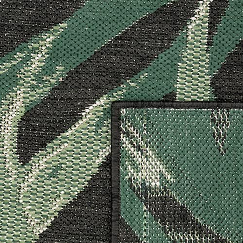 Paco Home Tropical Outdoor Rug Palm Tree & Jungle Design Flatweave in Black Green, Size: 2'8" x 4'11" - Image 4
