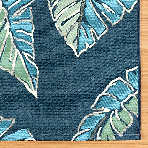 Gertmenian Premium Printed Indoor Outdoor Rugs by Reyn Spooner - 5x7 Standard, Soft, Durable, & Washable Tropical Rugs for Deck, Patio or Living Room - Monstera Leaf, Navy, 46761 - Image 5