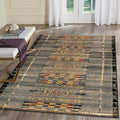 Liora Manne Marina Low Profile Durable Indoor/Outdoor Woven Rug- Tribal Stripe Black 7'10" x 9'10" by LushDecor