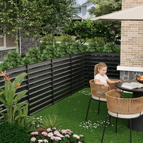 42” H x 38” W Air Conditioner Fence 2 Panels, Metal Privacy Fence Panels, Pool Equipment Enclosure, Trash Can Screens Fence Kit for Outside, Backyard, Patio, Garden(Black) - Image 6