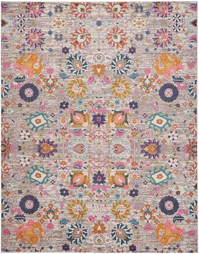 Nourison Home Passion Silver 9' x 12' Area Rug, Boho, Moroccan, Bed Room, Living Room, Dining Room, Kitchen, Easy Cleaning, Non Shedding (9x12) - Image 5