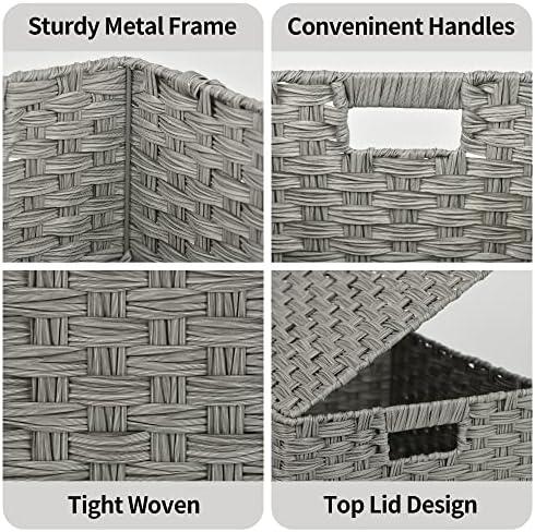 GRANNY SAYS Wicker Basket with Lid, Wicker Storage Baskets for Shelves - Image 4