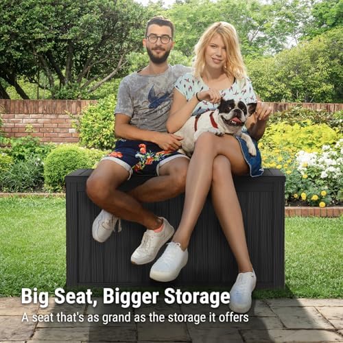 Mars Villa Deck Box, Outdoor Storage Box Waterproof, 150 Gallon, Black - Image 3