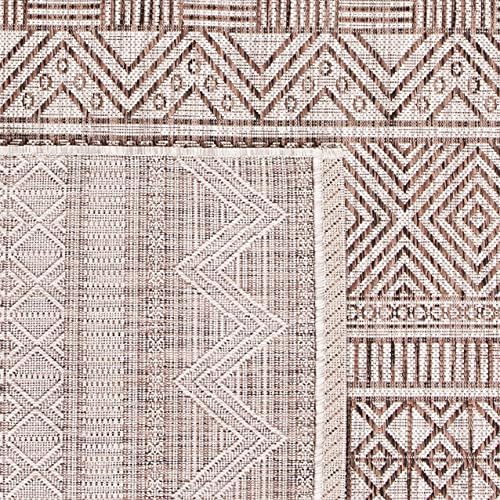 SAFAVIEH Washable Rug Outdoor Courtyard Collection - 6'7" x 9'6", Grey & Brown, Non-Shedding & Easy Cleaning, Ideal for Patio, Backyard, Mudroom (CY8196-36312) - Image 4