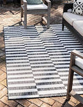 Unique Loom Outdoor Striped Collection Area Rug - Striped (4' 1" x 6' 1" Rectangle, Charcoal/Ivory) by UniqueLoom