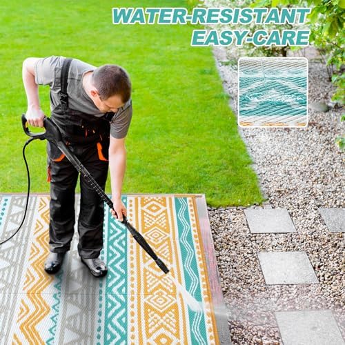 Lahome Outdoor Rugs 8x10 Waterproof, Reversible Outdoor Plastic Straw Rug - Image 4