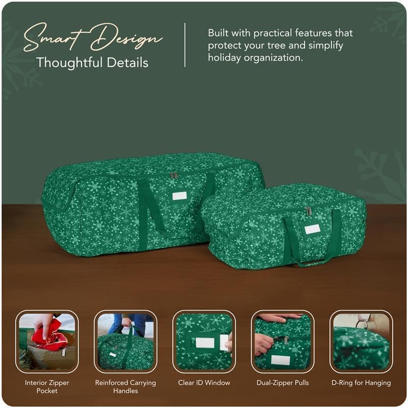 Covermates Christmas Tree Storage Bag, Green Snowflake - Image 4