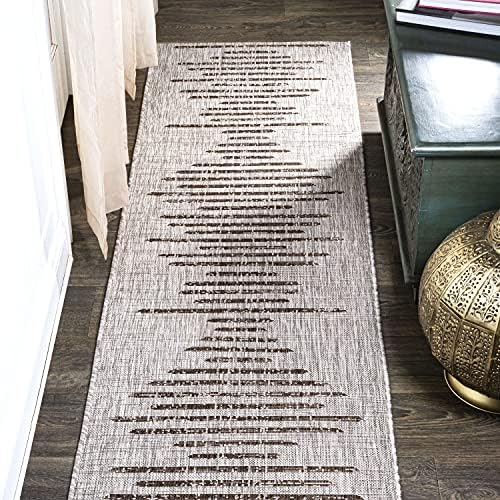 JONATHAN Y Stripe Geometric Indoor Outdoor Runner Rug 2X8 Beige/Brown, Zolak Berber for Backyard, Patio, Porch, Easy-Cleaning, High Traffic, Pet-Friendly, Non-Shedding (SMB124A-28) by JONATHANY