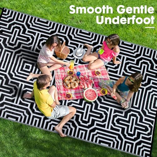 Plastic Straw Rug, Waterproof Outdoor Rug, Reversible Plastic Camping RV Rug, Large Floor Mat and Area Rug for Camping, Patio, Backyard, Deck, Picnic, Beach (P, 9 * 12) - Image 7