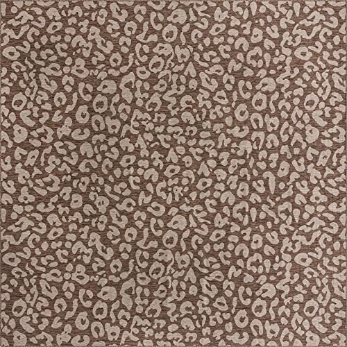 Unique Loom Outdoor Safari Collection Area Rug - Leopard (13' Square, Brown/ Light Brown) - Image 2