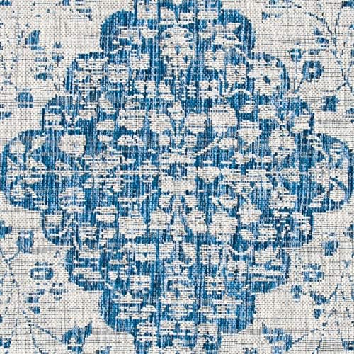 SAFAVIEH Washable Rug Outdoor Courtyard Collection - 6'7" Square, Blue & Grey, Non-Shedding & Easy Cleaning, Ideal for Patio, Backyard, Mudroom (CY8720-36812) - Image 6