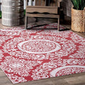 NUU GARDEN Outdoor Rug, Plastic Straw Foldable Area Rug Indoor Outdoor Carpet for Patio Decor Balcony Camping Picnic RV, 6 ft x 9 ft, Red and White by NUUGARDENCORPORATION