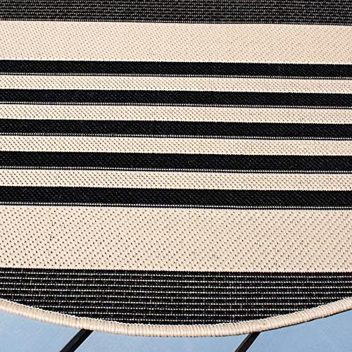 SAFAVIEH Courtyard Outdoor Round Rug 6'7", Black & Bone CY6062-216 - Image 4