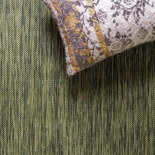 Unique Loom Outdoor Border Collection Area Rug - Floral Border (5' 3" Square, Green/ Ivory) - Image 5