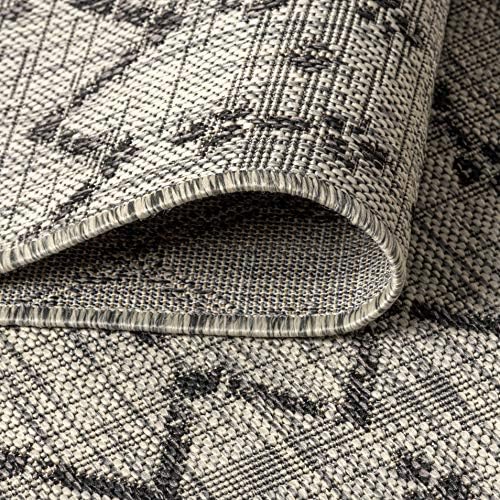 Eyely Moroccan Woven Area Rug 8X10 Light Gray/Black, Indoor Outdoor Rug - Image 7