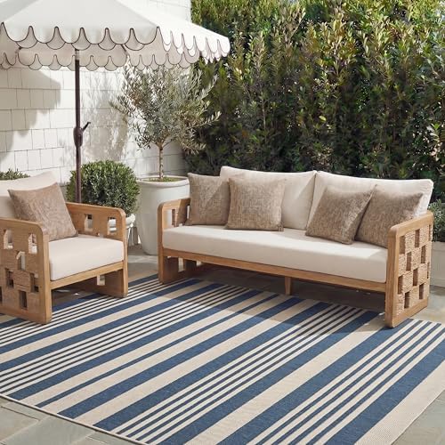 SAFAVIEH Courtyard Outdoor Area Rug 6x8, Navy & Beige CY6062-268 by Unknown