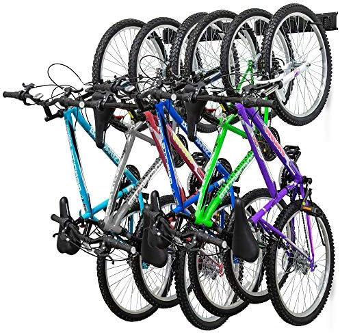 RaxGo Garage Bike Rack, Wall mounted Bicycle Storage Hanger, 6 Adjustable Hooks Universal for Indoor & Home Use by RaxGo