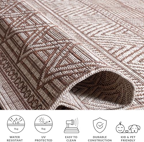 SAFAVIEH Washable Rug Outdoor Courtyard Collection - 6'7" Square, Grey & Brown, Non-Shedding & Easy Cleaning, Ideal for Patio, Backyard, Mudroom (CY8196-36312) - Image 7