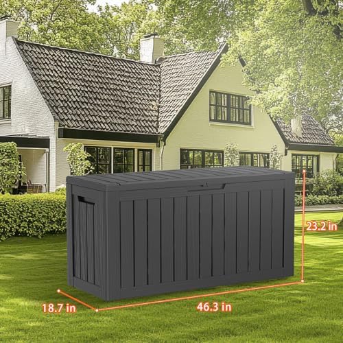 Vixzen 80 Gallon Resin Deck Box, Lockable Outdoor Storage Box for Patio Cushions Storage Furniture,Garden Tools, Pool Supplies, Weatherproof and UV Resistant- Black - Image 6