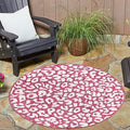 Unique Loom Outdoor Safari Collection Area Rug - Leopard (3' Round, Magenta/ Ivory) by UniqueLoom