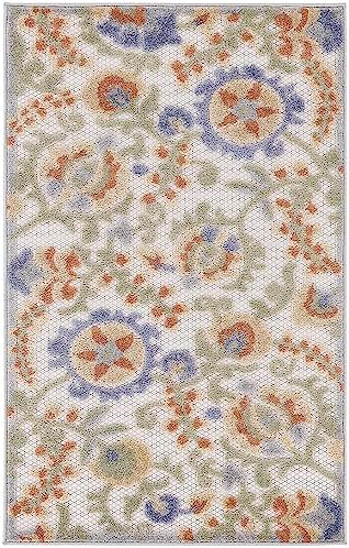 Nourison Home Aloha Ivory Blue 2'8" x 4' Area Rug - Easy Clean, Non Shedding, Bed Room, Living Room, Dining Room, Kitchen (3' x 4') - Image 4