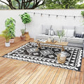 Outsunny Outdoor Rug for Patio Waterproof 8' x 10' Black & White Rhombus by Outsunny