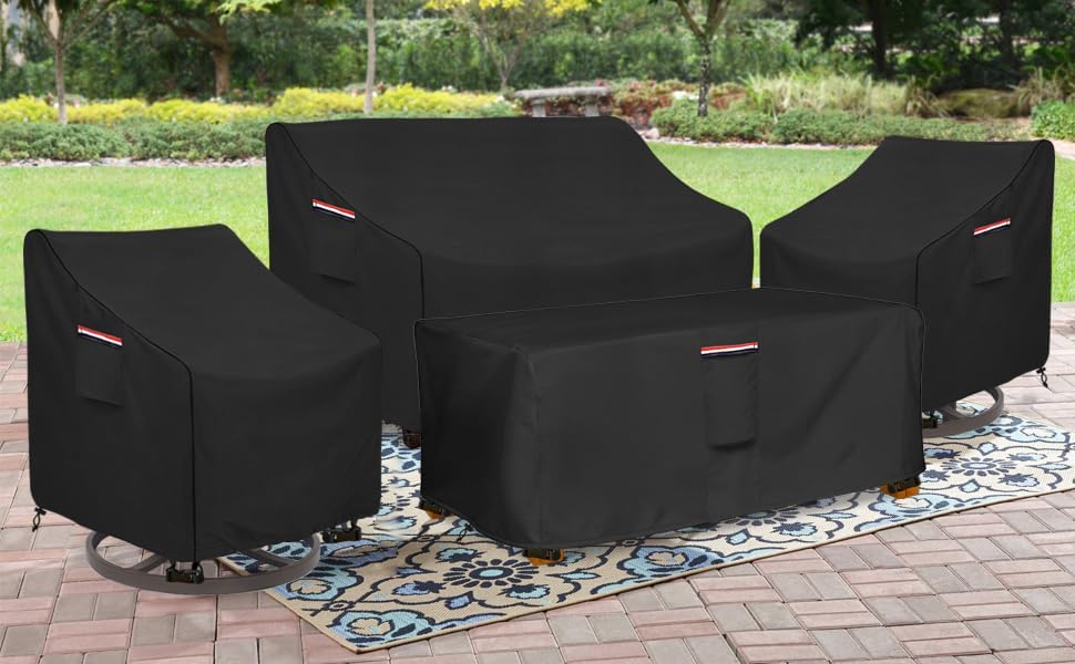 Patio Swivel Chair Cover 4 Pack,Waterproof Heavy Duty Outdoor Chair Covers,Outdoor Swivel Chair Cover for Patio Furniture Covers(30 W x 34 D x 38.5 H inches),Black - Image 6