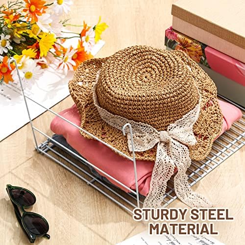 Amylove 4 Pieces 24 Inch Hanging Closet Shelves White Wire Hanging Shelf Universal Long Wire Shelf Basket Closet Organizers and Storage for Clothing Sweaters Shoes Handbags Clutches Accessories - Image 6