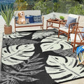 Waterproof 9x18 Outdoor Rug for Patio Reversible Plastic Straw Rug Floral Camping Carpet with Carry Bag, Stain & UV Resistant Portable RV Carpet for Camper Deck Balcony Porch Beach Picnic,Black by GLOWSOL