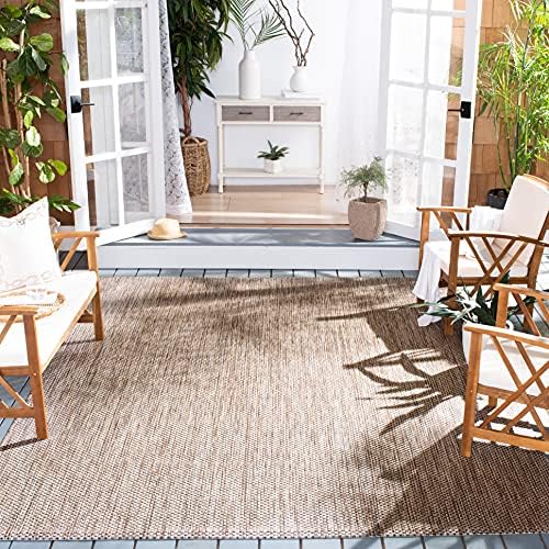 SAFAVIEH Washable Rug Outdoor Courtyard Collection - 9' Square, Natural & Black, Non-Shedding & Easy Cleaning, Ideal for Patio, Backyard, Mudroom (CY8521-37312) by Unknown