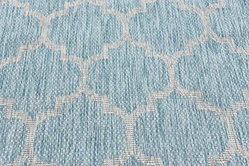 Unique Loom Outdoor Trellis Collection Area Rug (4' 1" x 6' 1" Rectangle, Aquamarine/ Gray) - Image 6