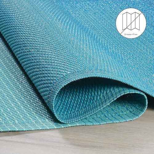 Fab Habitat Outdoor Rug - Waterproof, Fade Resistant, Crease-Free - Premium Recycled Plastic - Ombre - Patio, Porch, Deck, Balcony - Big Sur - Teal - 5 x 8 ft - Image 5