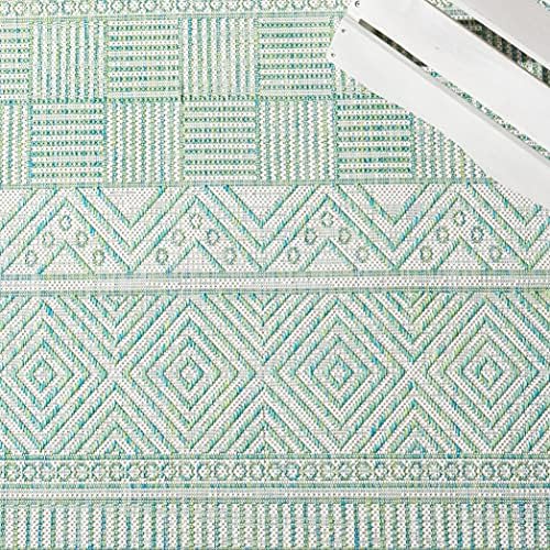 SAFAVIEH Washable Rug Outdoor Courtyard Collection - 4' x 5'7", Beige & Green, Non-Shedding & Easy Cleaning, Ideal for Patio, Backyard, Mudroom (CY8196-55712) - Image 4