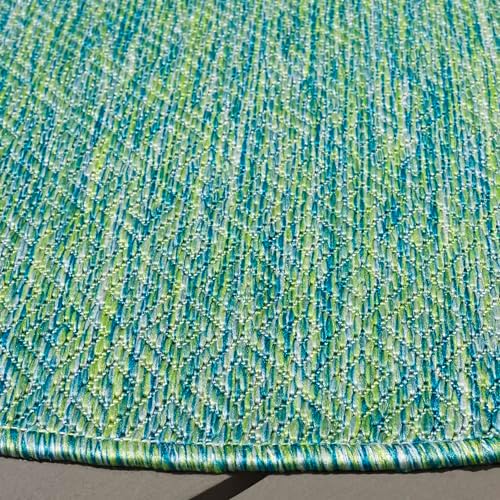 SAFAVIEH Washable Rug Outdoor Courtyard Collection - 5'3" Round, Green & Blue, Non-Shedding & Easy Cleaning, Ideal for Patio, Backyard, Mudroom (CY8521-55722) - Image 4