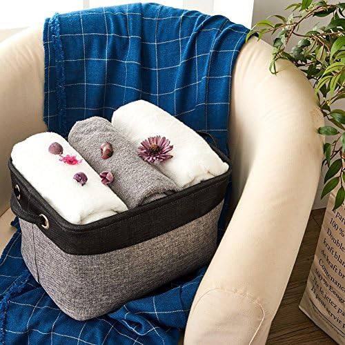 EZOWare Set of 3 Large Canvas Fabric Tweed Storage Organizer Cube Set W/Handles for Nursery Kids Toddlers Home and Office - 15 L x 10.5 W x 9.4 H -Mixed Color - Image 7