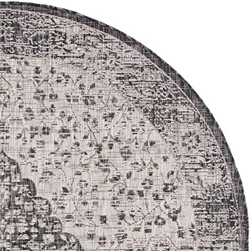 SAFAVIEH Washable Rug Outdoor Courtyard Collection - 6'7" Round, Black & Grey, Non-Shedding & Easy Cleaning, Ideal for Patio, Backyard, Mudroom (CY8720-37612) - Image 5