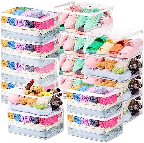 Windyun 16 Pcs Clear Zippered Storage Bags, Blanket Storage, 16 x 12 x 8 in by Windyun