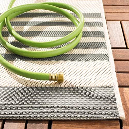 SAFAVIEH Courtyard Outdoor Square Rug 6'7", Grey & Bone CY6062-236 - Image 5