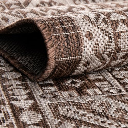 Rugs.com - Outdoor Aztec Rug – 5' 3 x 8' Oval Brown Indoor/Outdoor Rug – Weather Resistant Flatweave Area Rug for Patio, Deck, and Porch - Image 6