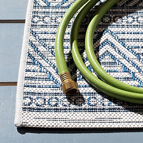 SAFAVIEH Washable Rug Outdoor Courtyard Collection - 7'10" Square, Ivory & Navy, Non-Shedding & Easy Cleaning, Ideal for Patio, Backyard, Mudroom (CY8196-53412) - Image 3