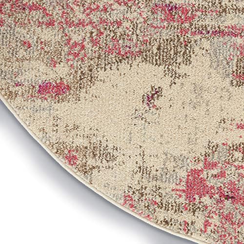 Nourison Home Celestial Modern Abstract Ivory/Pink 4' x Round Area Rug, Easy Cleaning, Non Shedding, Bed Room, Living Room, Dining Room, Kitchen (4 Round) - Image 6