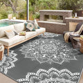 Yamaziot Waterproof Outdoor Rug 8x10 ft, Reversible Plastic Straw Rug for Patio Clearance, Camping, RV Mat, Large Outside Rug Carpet for Porch, Deck, Backyard, Balcony, Picnic (Grey) by Yamaziot