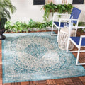 SAFAVIEH Washable Rug Outdoor Courtyard Collection - 6'7" x 9'6", Teal & Cream, Non-Shedding & Easy Cleaning, Ideal for Patio, Backyard, Mudroom (CY8720-372) by Unknown