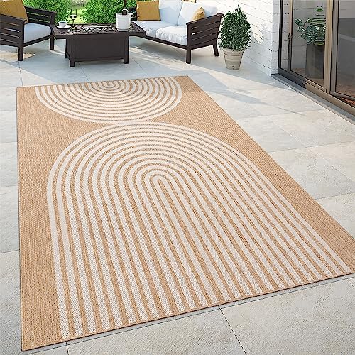 Paco Home Indoor and Outdoor Rug Boho Abstract Line Pattern in Beige, Size: 2'8" x 4'11" by PacoHome