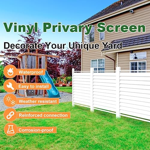 36" W X 45" H Reinforced White Vinyl Privacy Fence, Double Windproof Air Conditioner Fence Trash Can Fence, Louvered Vinyl Screen Panel Kit (2 Panels) - Image 6
