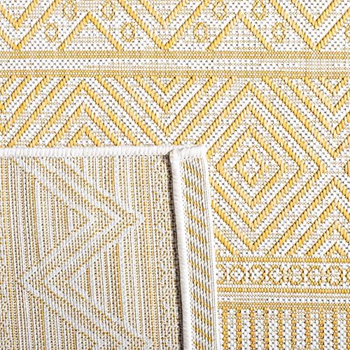 SAFAVIEH Washable Rug Outdoor Courtyard Collection - 4' x 5'7", Beige & Gold, Non-Shedding & Easy Cleaning, Ideal for Patio, Backyard, Mudroom (CY8196-56012) - Image 5