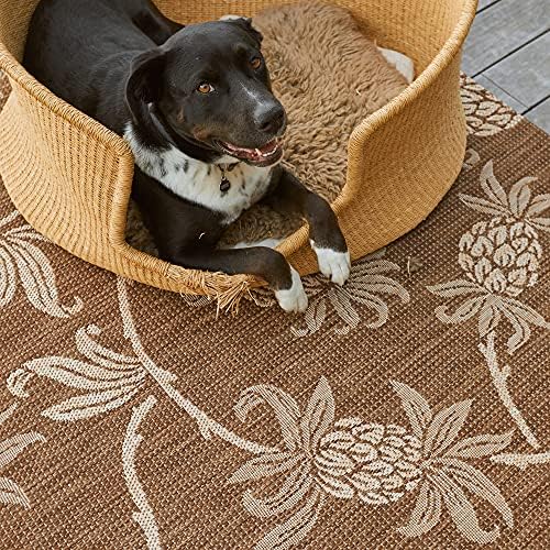 Gertmenian Indoor/Outdoor Kona Coast by Reyn Spooner Rug - 9x13 Extra Large, Stain & UV Resistant, Ideal for Deck, Patio, Poolside Rooms - Pineapple, Brown, 46656 - Image 5