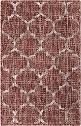 Unique Loom Outdoor Trellis Collection Area Rug (2' x 3' 1" Rectangle, Rust Red/ Ivory) - Image 3