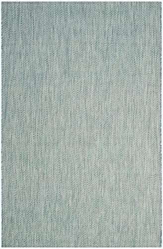 SAFAVIEH Courtyard Collection 4' x 5'7" Aqua/Grey CY8521 Indoor/ Outdoor Waterproof Easy Cleaning Patio Backyard Mudroom Accent Rug - Image 3